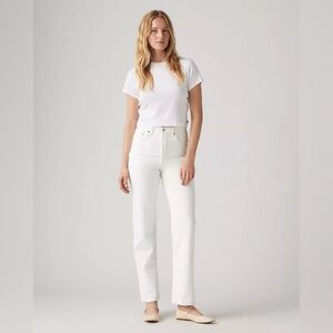 Levi’s Premium High Rise Ribcage Straight Leg Ankle Denim Jeans White US 26